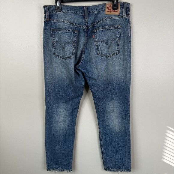 Levi's 501 CT Jeans Womens 28 Distressed Boyfriend Blue Denim Cotton - Picture 2 of 11